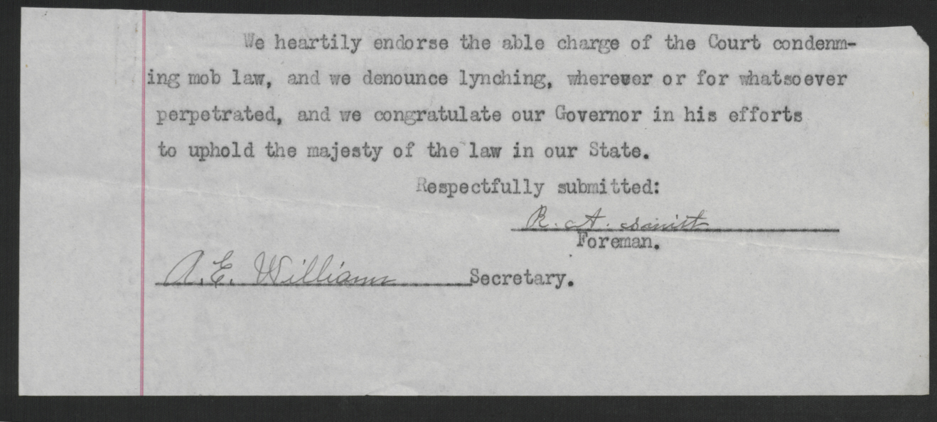 Letter from R. A. Smith and A. E. William to Thomas W. Bickett, Undated