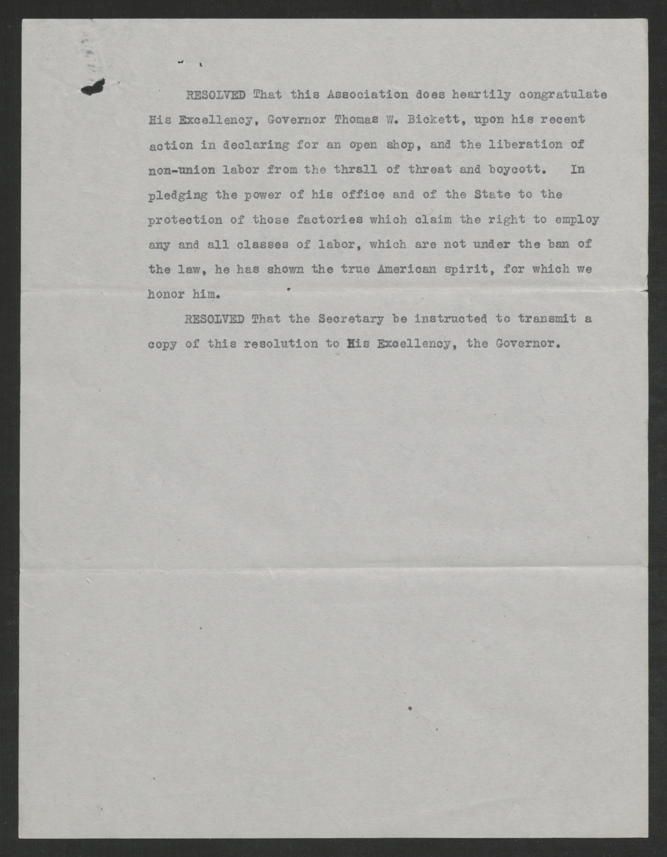 Resolution of the North Carolina Pine Association, July 5, 1919