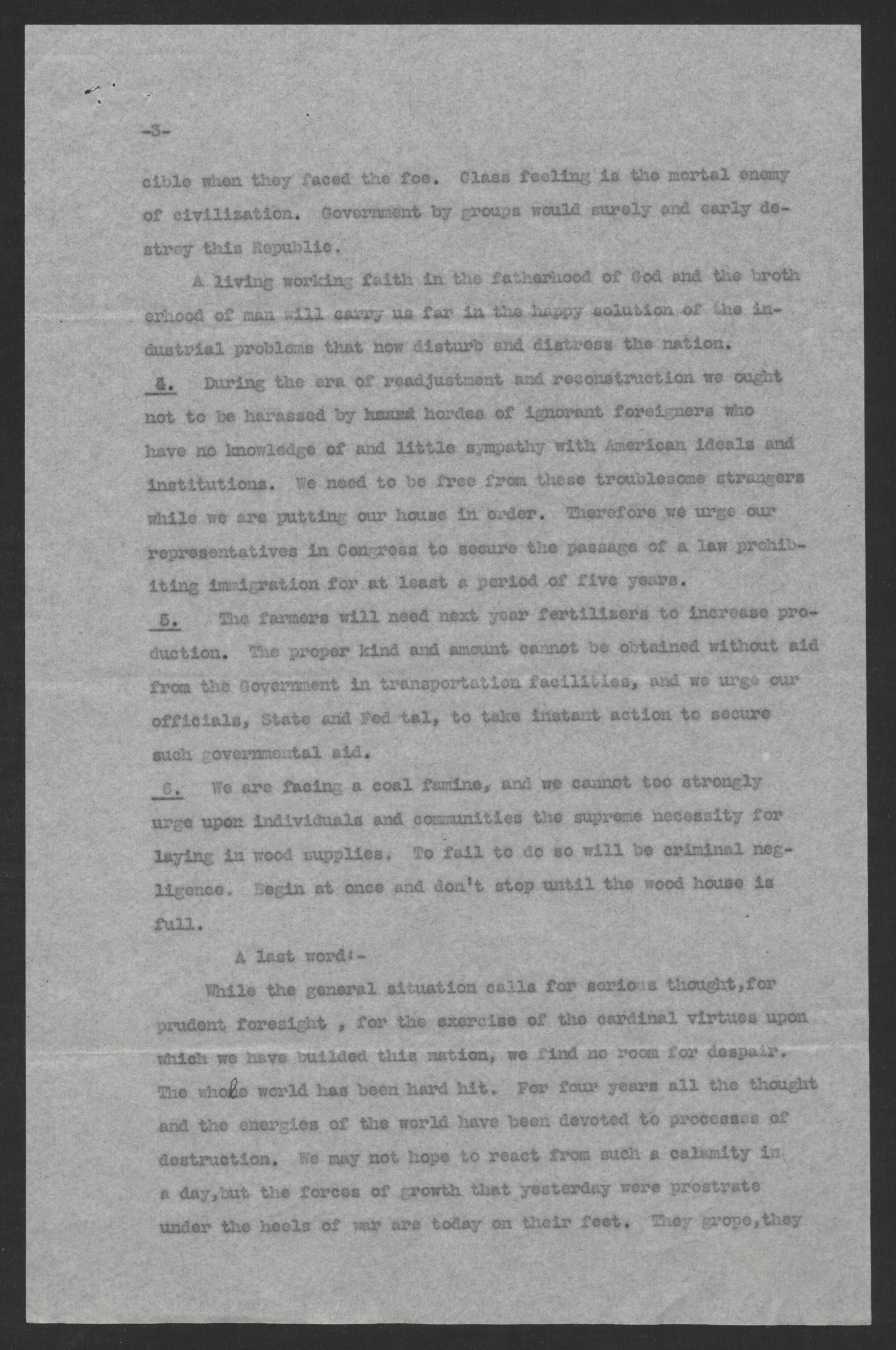 Preliminary Statement of the State Reconstruction Commission by Governor Thomas W. Bickett, October 29, 1919, page 3