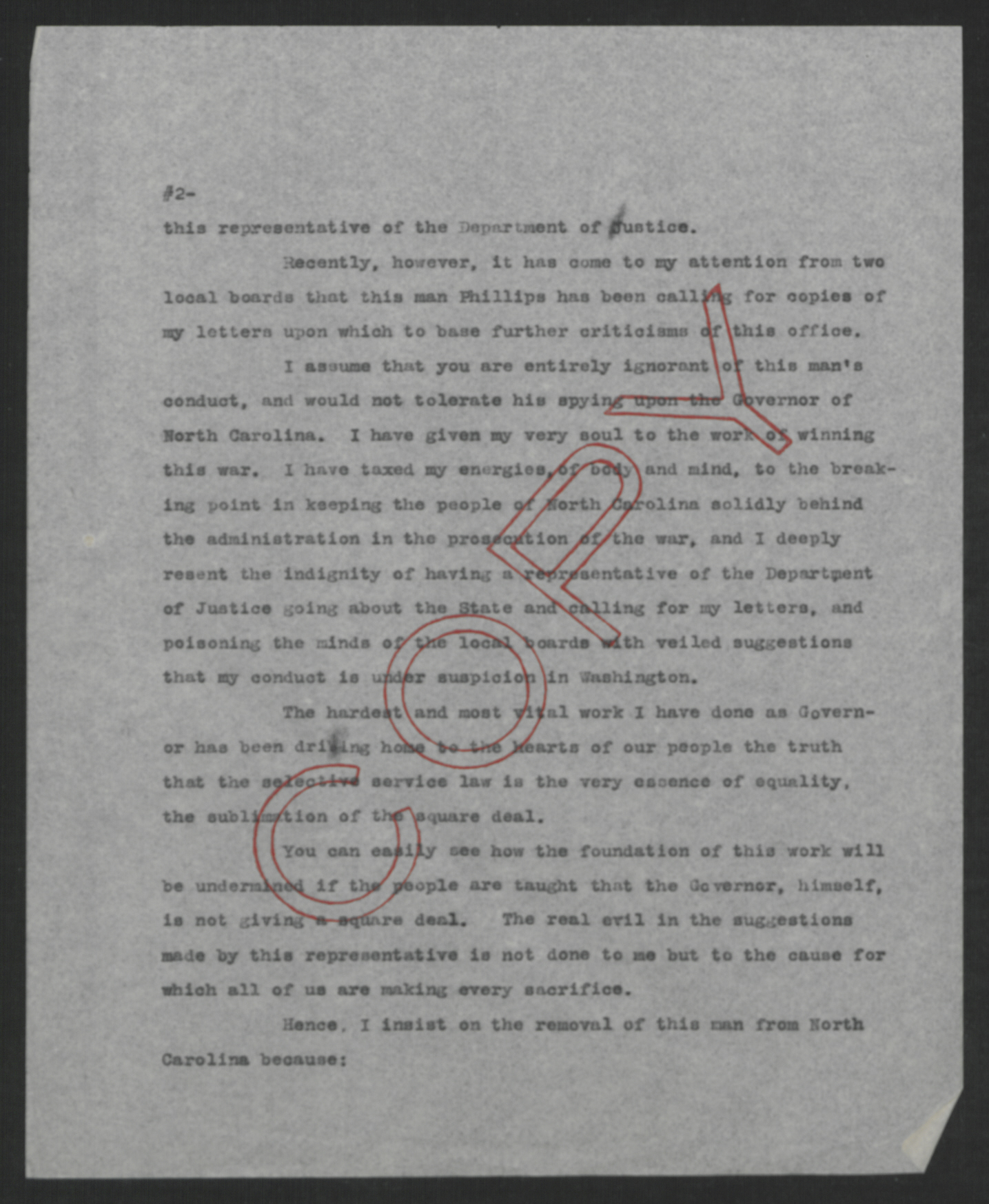 Letter from Thomas W. Bickett to Thomas W. Gregory, August 12, 1918, page 2