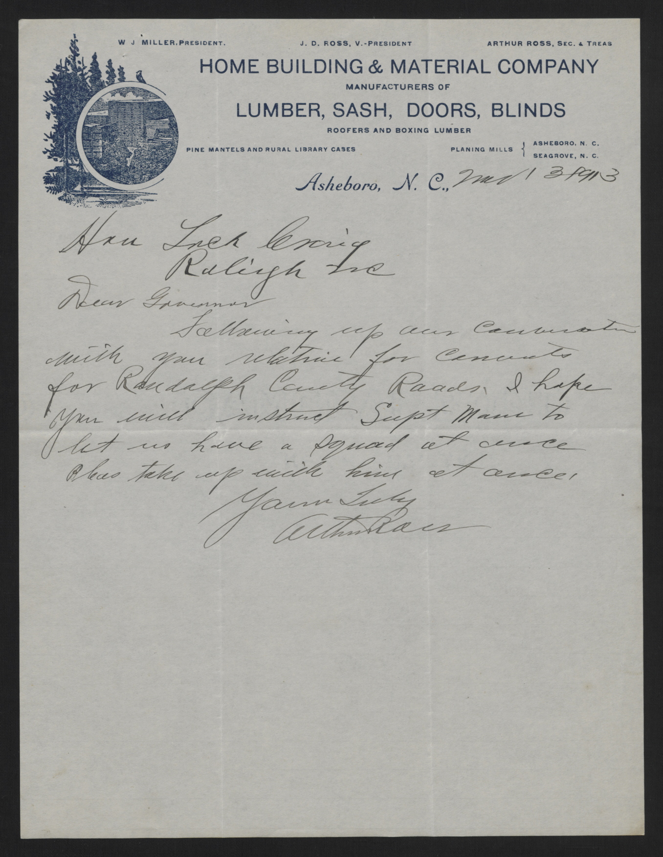 Letter from Ross to Craig, November 13, 1913