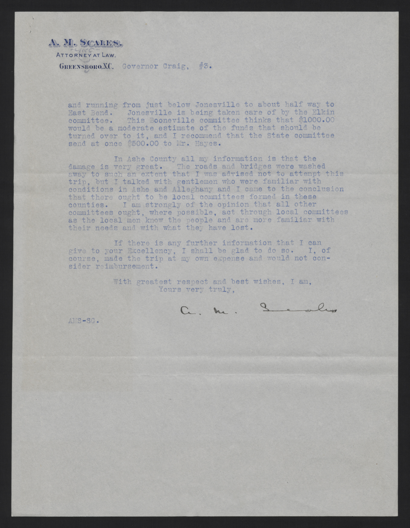 Letter from Scales to Craig, August 5, 1916, page 3
