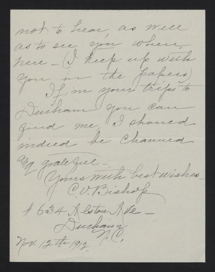 Letter from Bishop to Craig, November 12, 1912, page 2