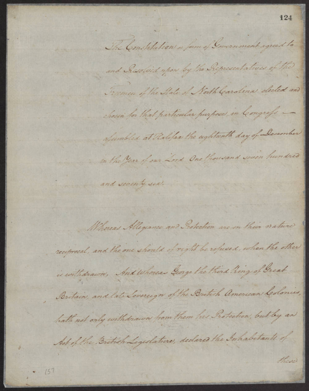 The first North Carolina State Constitution, written in 1776