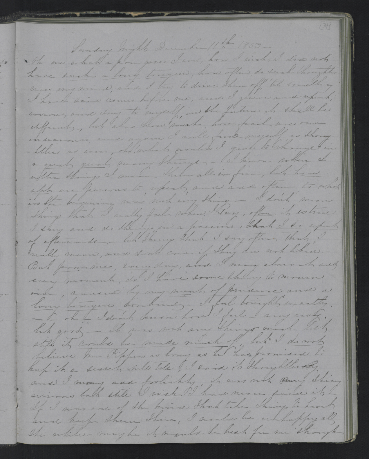 Diary Entry from Margaret Eliza Cotten, 11 December 1853, Page 1