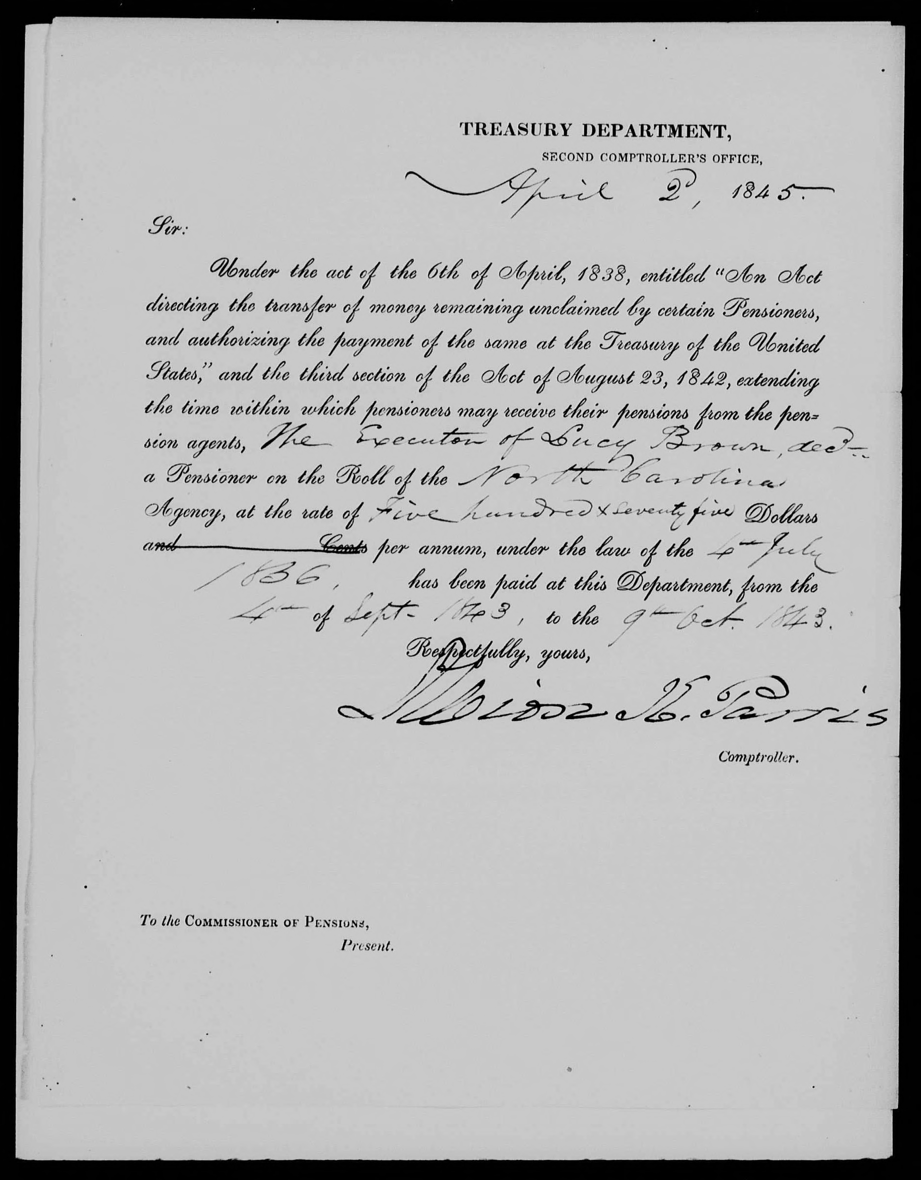 Letter from Albion K. Parris to James L. Edwards, 2 April 1845