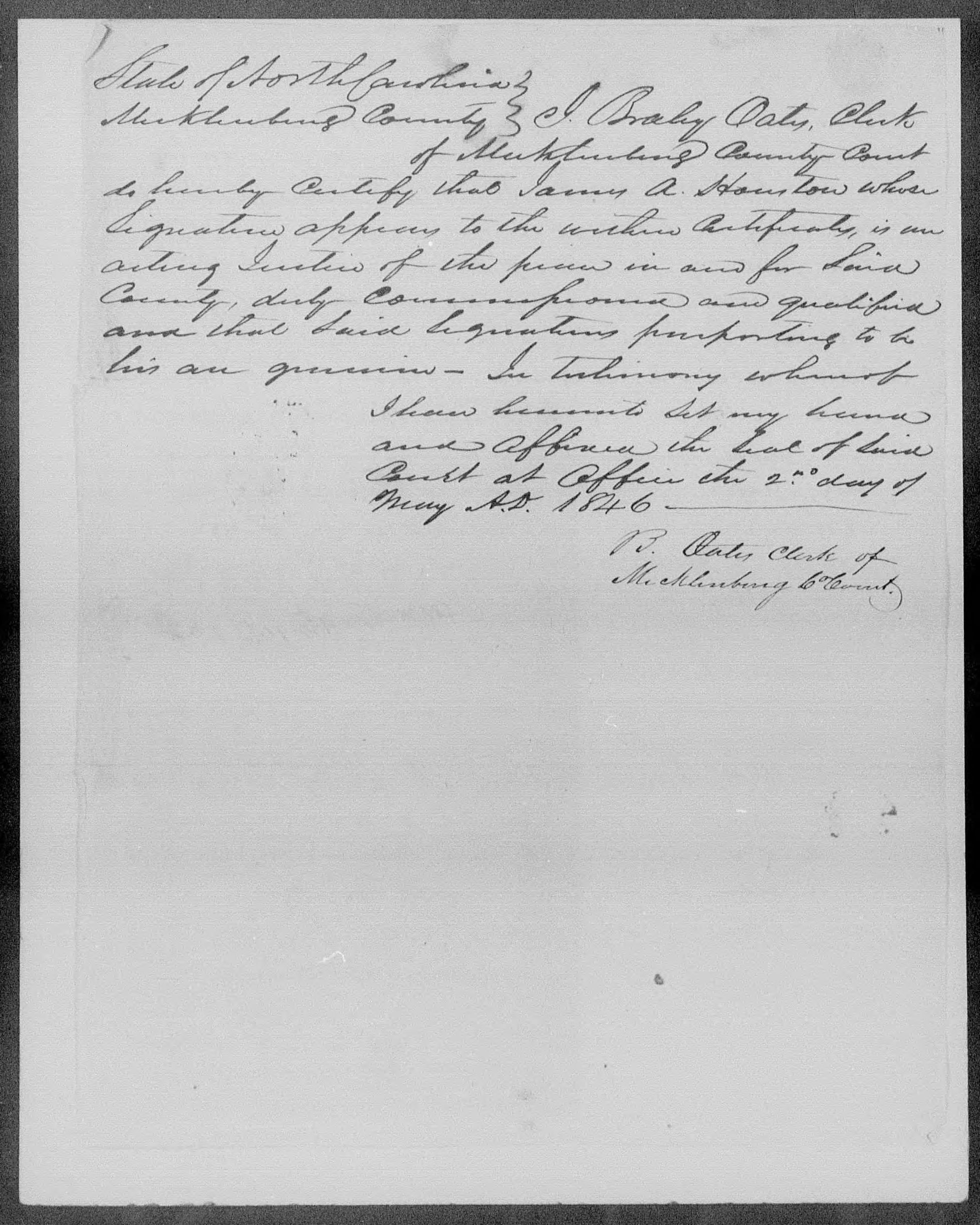 Affidavit of Asseneth Stricklen in support of a Pension Claim for Susana Alexander, 1 May 1846, page 2