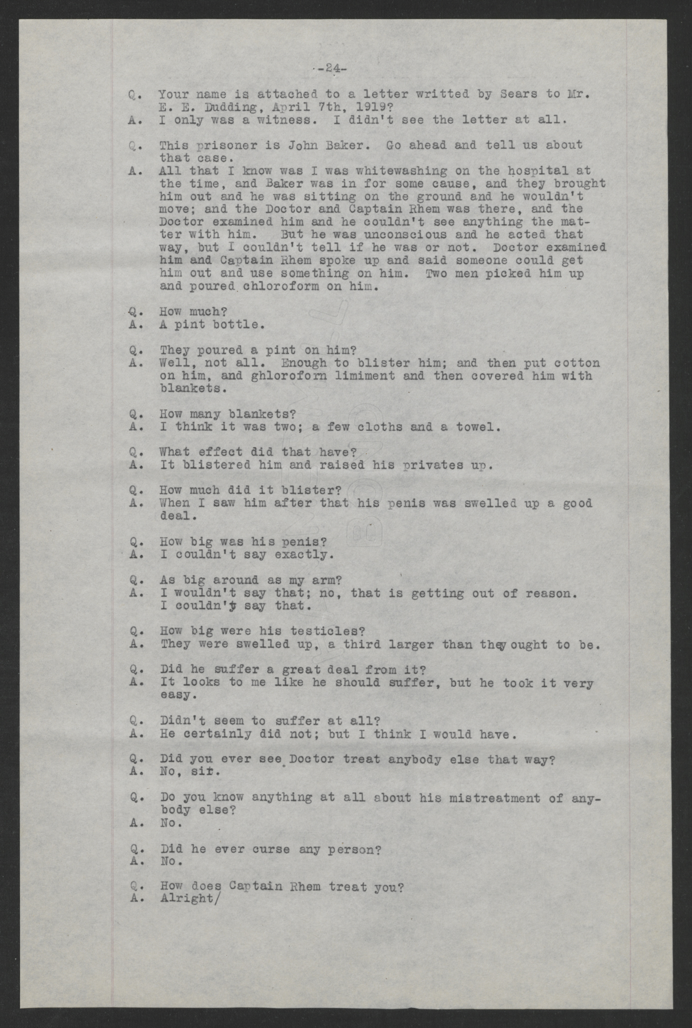 Investigation of the Charges Made by Inmates of the State Prison Farm to Earl E. Dudding, 12 May 1919, page 24
