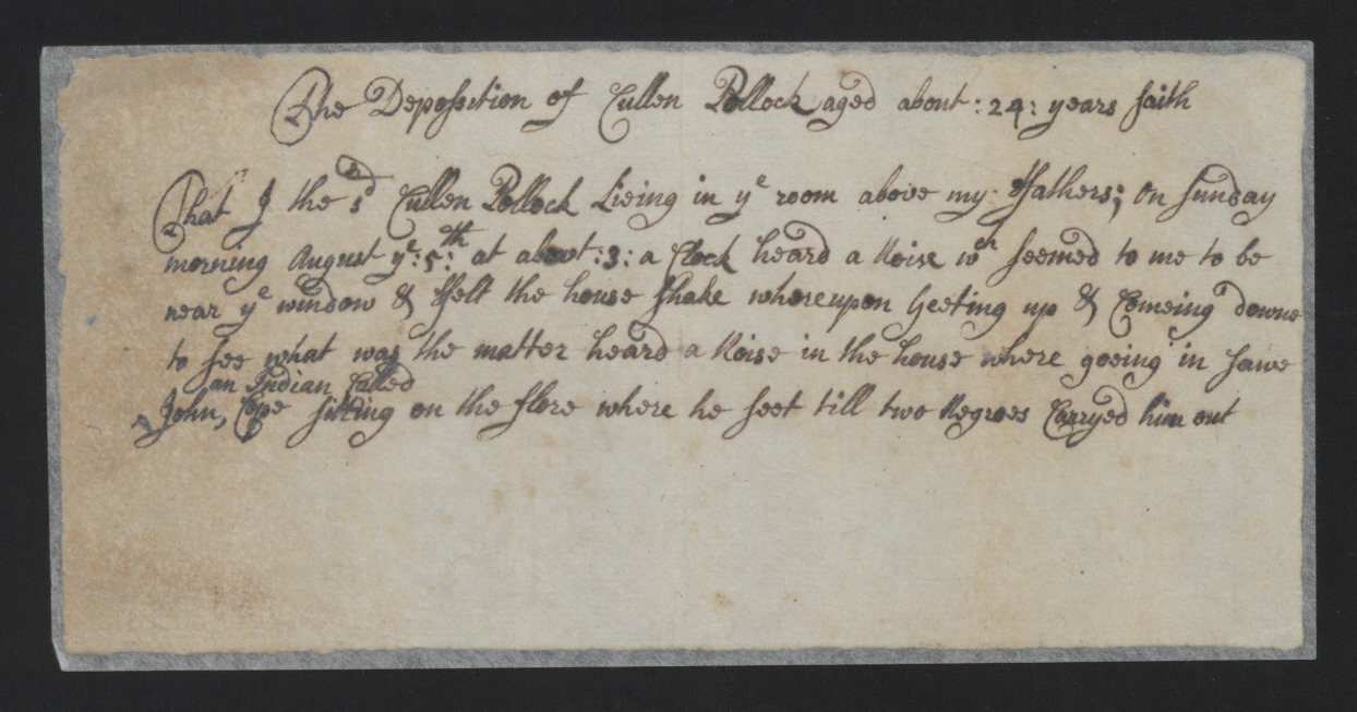 Deposition of Cullen Pollock, August 1722