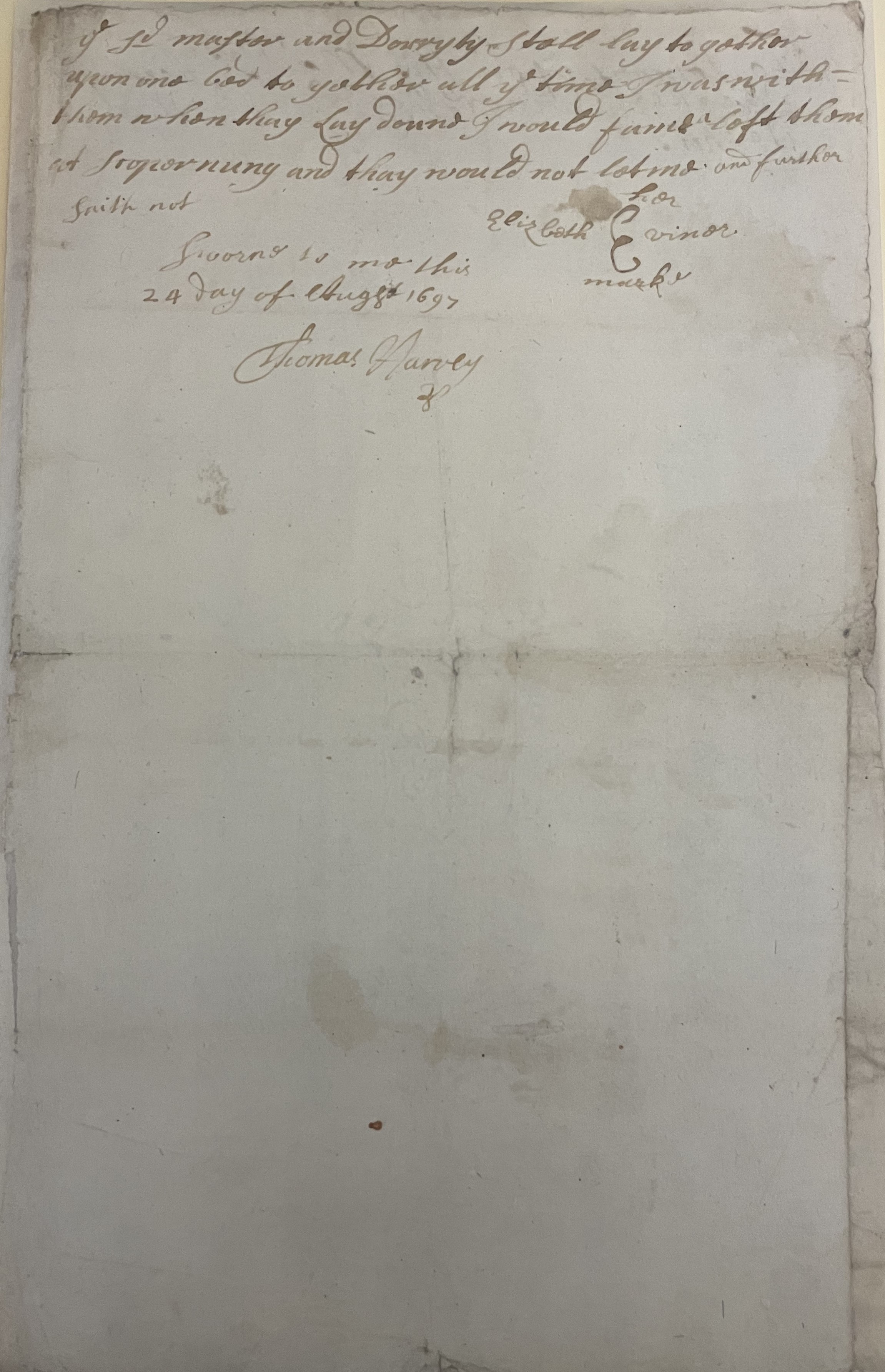 Examination of Elizabeth Vinar, 24 August 1697, page 2