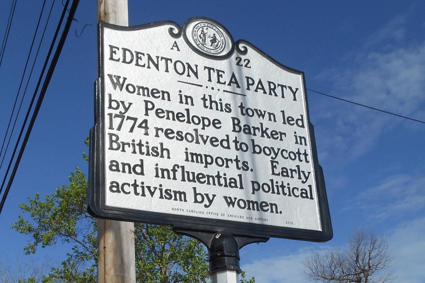 Edenton Tea Party Marker from the North Carolina Highway Historical Marker Program