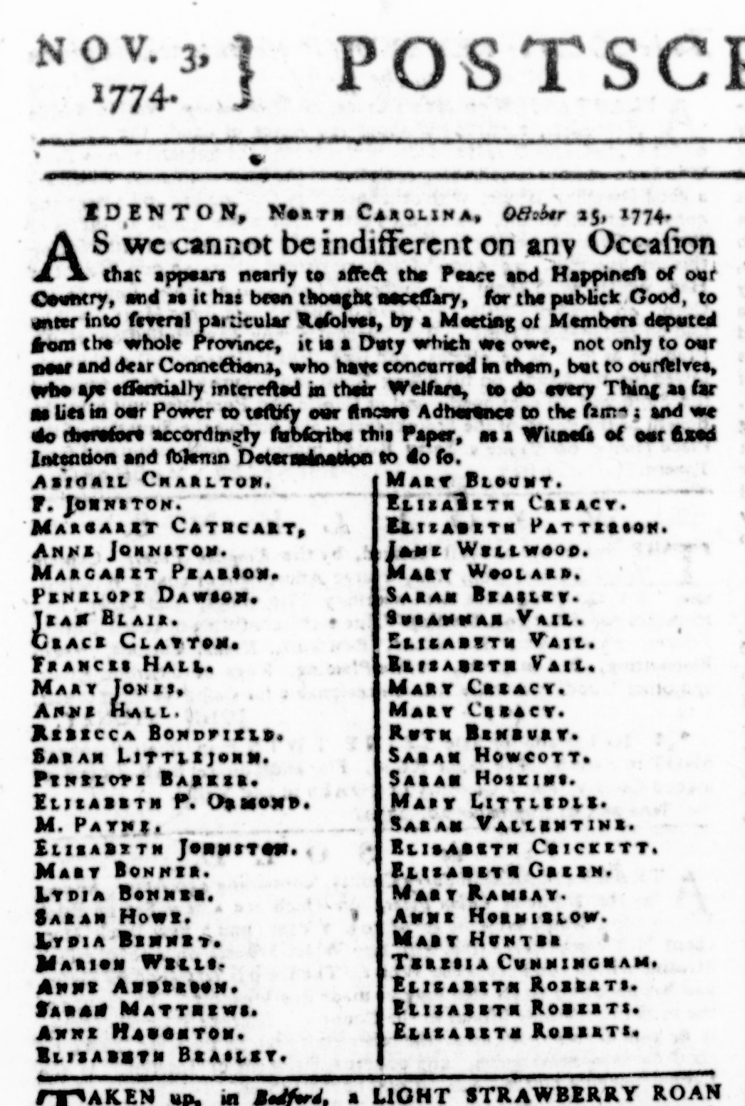 Edenton Resolves, 25 October 1774