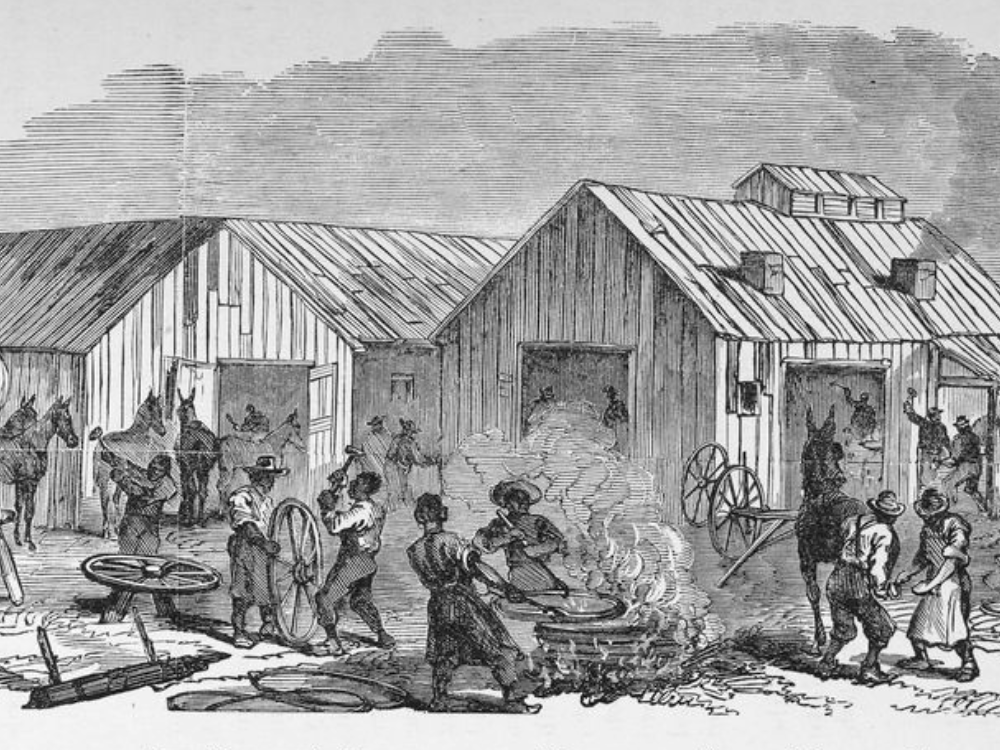 A nineteenth-century engraving of free Black craftspeople at work.