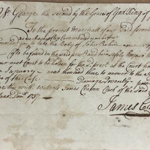 Warrant from James Craven for John Robbin, 3 November 1737